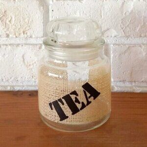 Vintage Anchor Hocking Tea Storage Jar Glass Container Burlap Pattern MCM 1970's